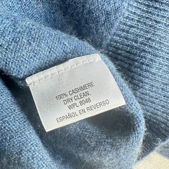 Club Room 100% Cashmere Sweater Men Large  V Neck Blue Preppy Bus Casual Large L - Picture 5 of 6